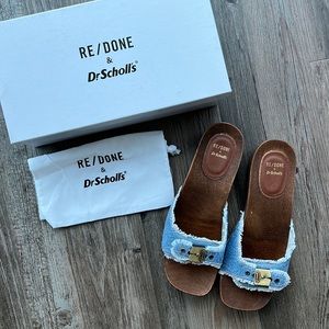 RE/DONE DR. SCHOLLS DENIM CLOG SANDAL